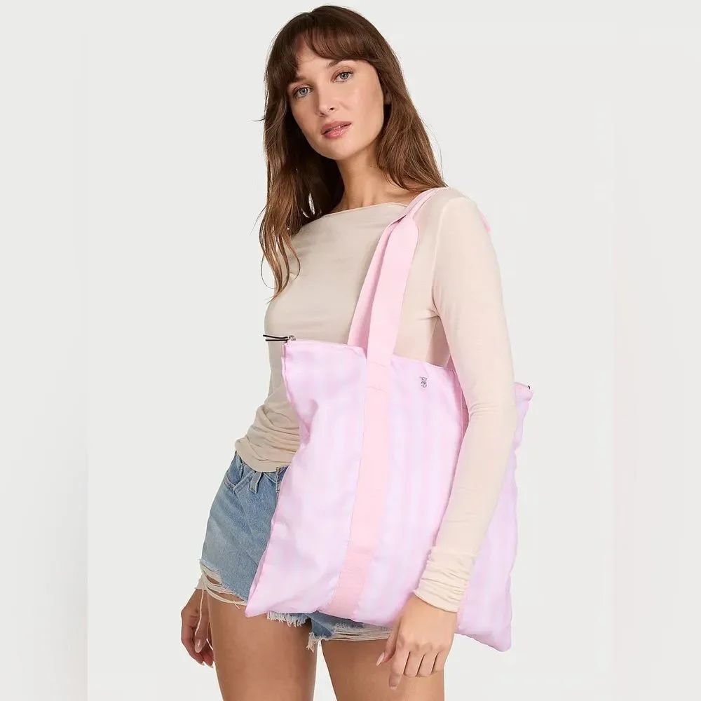 NWT VICTORIA'S SECRET *Iconic* Pink Stripe *Packable* Tote NFT